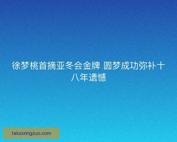 徐梦桃首摘亚冬会金牌 圆梦成功弥补十八年遗憾